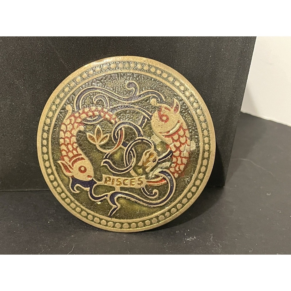 Vintage Brass Pisces Horoscope Belt Buckle India